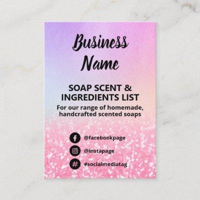 Glitter & Pastel Color Soap Scent Ingredients List
