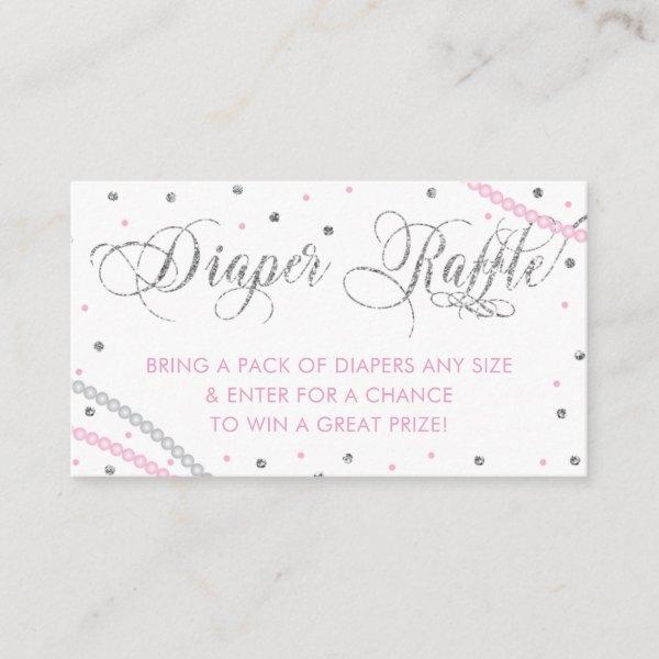 Glitter & Pearls Diaper Raffle Ticket, Pink Gray