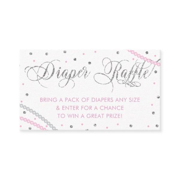 Glitter & Pearls Diaper Raffle Ticket, Pink Gray