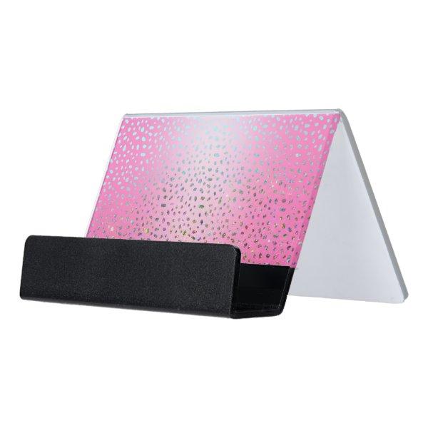 Glitter Pink Cheetah Print Desk  Holder