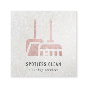 Glitter Rose Gold Blush Broom Cleaning Service Square