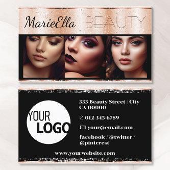 Glitter Rose Gold Product Labels with Logo Photos