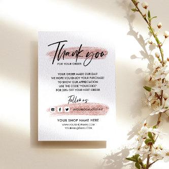 Glitter Rose Gold THANK YOU HAND LETTERED QR CODE Enclosure Card