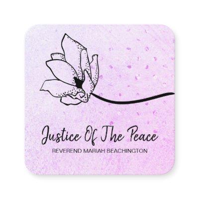 *~*  Glitter Violet Magenta Line Art Flower Square