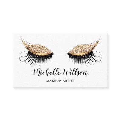 Glittering Gold Long Lashes Makeup Artist