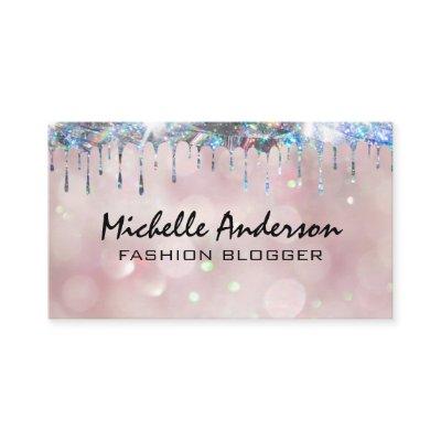 Glittery Shiny Drip | Bokeh Light Pink Background