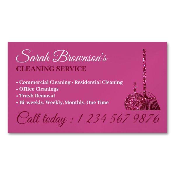 Glitz Pink Glamorous Cleaning Service Janitorial  Magnet