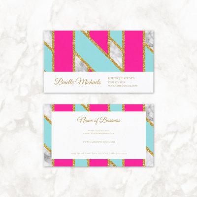 Glitzy Gold Glitter Pink Blue Stripes and Marble
