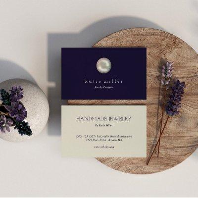 Glossy Pearl Navy Blue Jewelry Designer