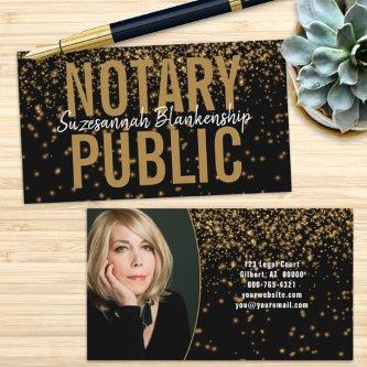 Glowing Gold Glitter On Black Custom Photo Notary