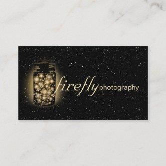 Glowing Jar Of Fireflies With Night Stars Black