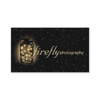 Glowing Jar Of Fireflies With Night Stars Black