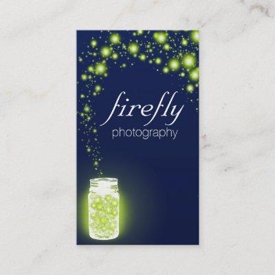 Glowing Jar Of Green Fireflies Blue Night