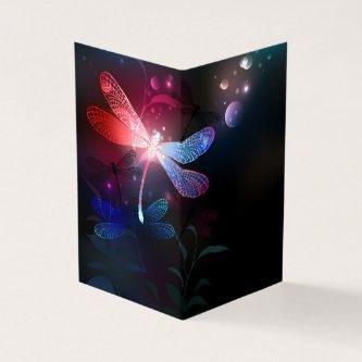 Glowing red dragonfly