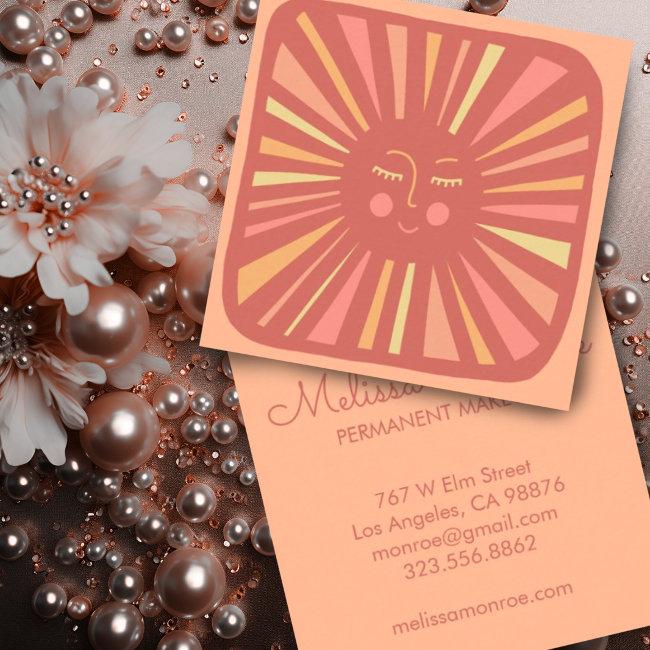 Glowing Sun Cute and Charming Peach Fuzz Pink Square