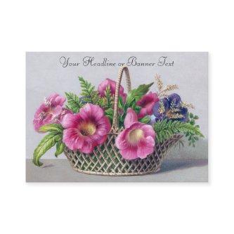 Gloxinia and Ferns in Basket Vintage Victorian