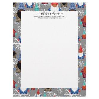 Gnome Snowflake Illustrations Christmas Pattern Letterhead