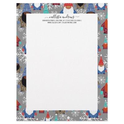 Gnome Snowflake Illustrations Christmas Pattern Letterhead