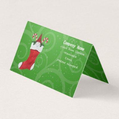 Gnome White Beard in Red Christmas Stocking Green