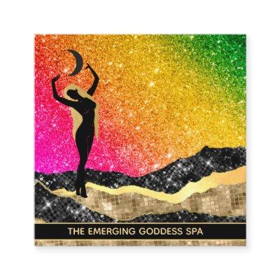 *~* Goddess Woman Ombre Rainbow Glitter Unicorn Square