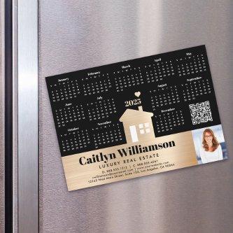 Gold 2025 Calendar Realtor Photo QR Code Magnet