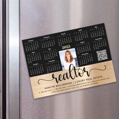 Gold 2025 Calendar Realtor Photo QR Code Magnet
