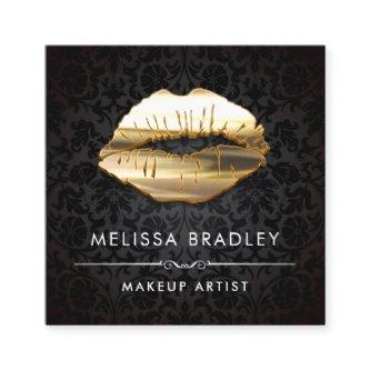 Gold 3D Lips Damask Makeup Artist Beauty Salon Square