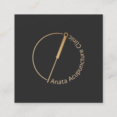 Gold Acupuncture Needle Logo Square