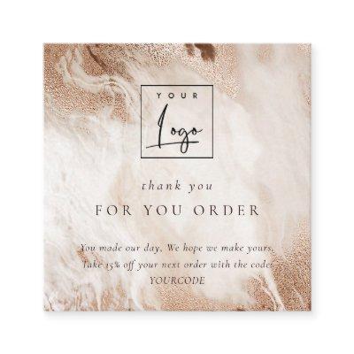 Gold Agate Beige Thank You For Order Discount Logo Square