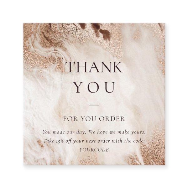 Gold Agate Marble Thank You For Order Discount Square