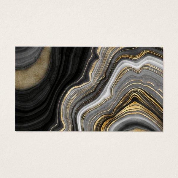 Gold And Black Agate Stone Marble Geode Modern Art
