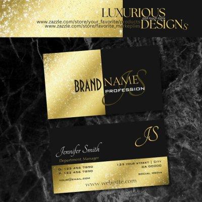 Gold and Black with Glitter Stars Monogram Bicolor