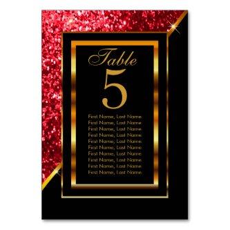Gold and Black with Red Glitter - Table Number