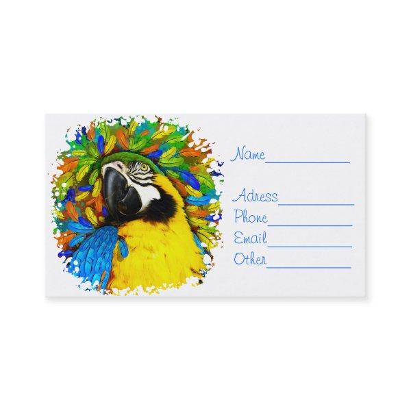 Gold and Blue Macaw Parrot Fantasy Business_Cards