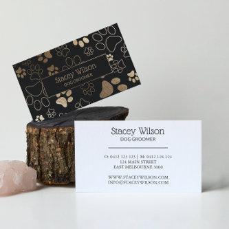 Gold And Charcoal Pet Salon Paw Print