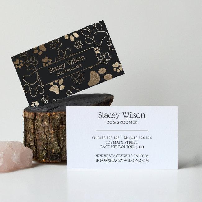 Gold And Charcoal Pet Salon Paw Print