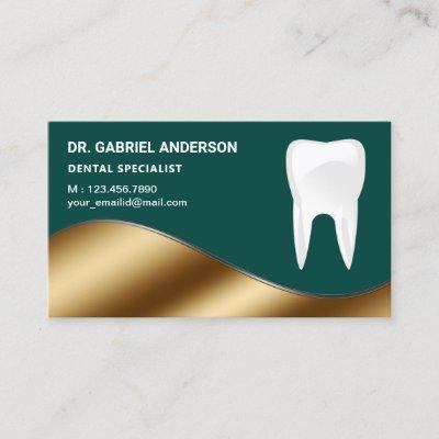 Gold and Dark Green Tooth Dental Clinic Dentist