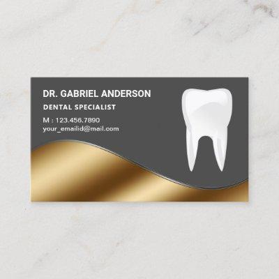 Gold and Dark Grey Tooth Dental Clinic Dentist