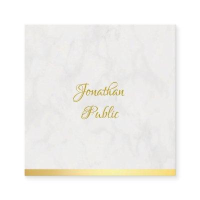 Gold And Marble Handwritten Name Template Modern Square