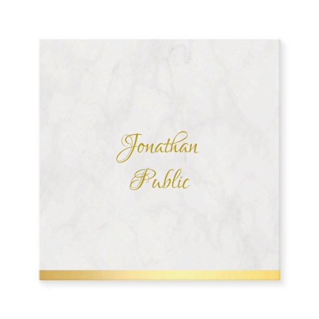 Gold And Marble Handwritten Name Template Modern Square