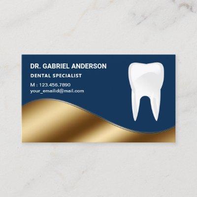 Gold and Navy Blue Tooth Dental Clinic Dentist