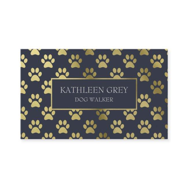Gold And Navy Paw Print Pattern | Dog Walker