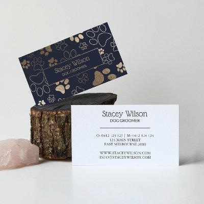 Gold And Navy Pet Salon Paw Print