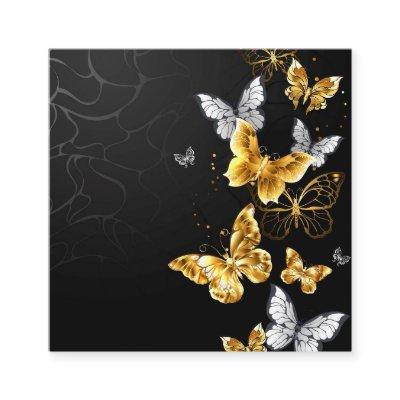 Gold and white butterflies referral card