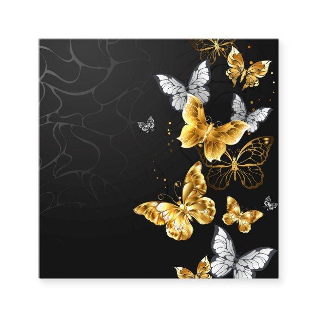 Gold and white butterflies square