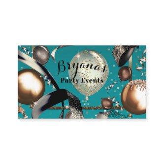 Gold Balloons Teal Turquoise Black Party Planner