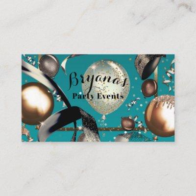 Gold Balloons Teal Turquoise Black Party Planner