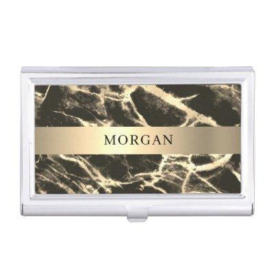 Gold Band, Black & Gold Marble, Name  Case