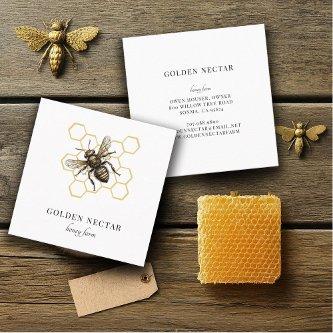 Gold Bee Honeycomb Honeybee Beekeeper Apiary Square