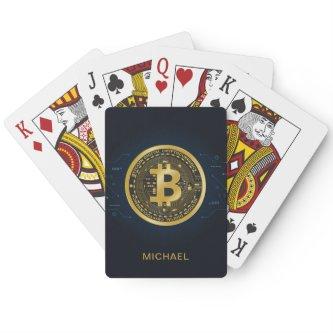 Gold Bitcoin Cryptocurrency Personalized Name Poker Cards
